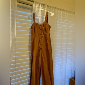 Urban outfitters women size small tan/orange corduroy overalls